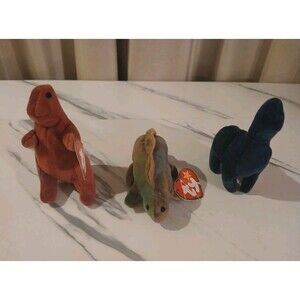 McDonald's TY Teenie Beanies  Complete Set of 3 Dinosaur Trio